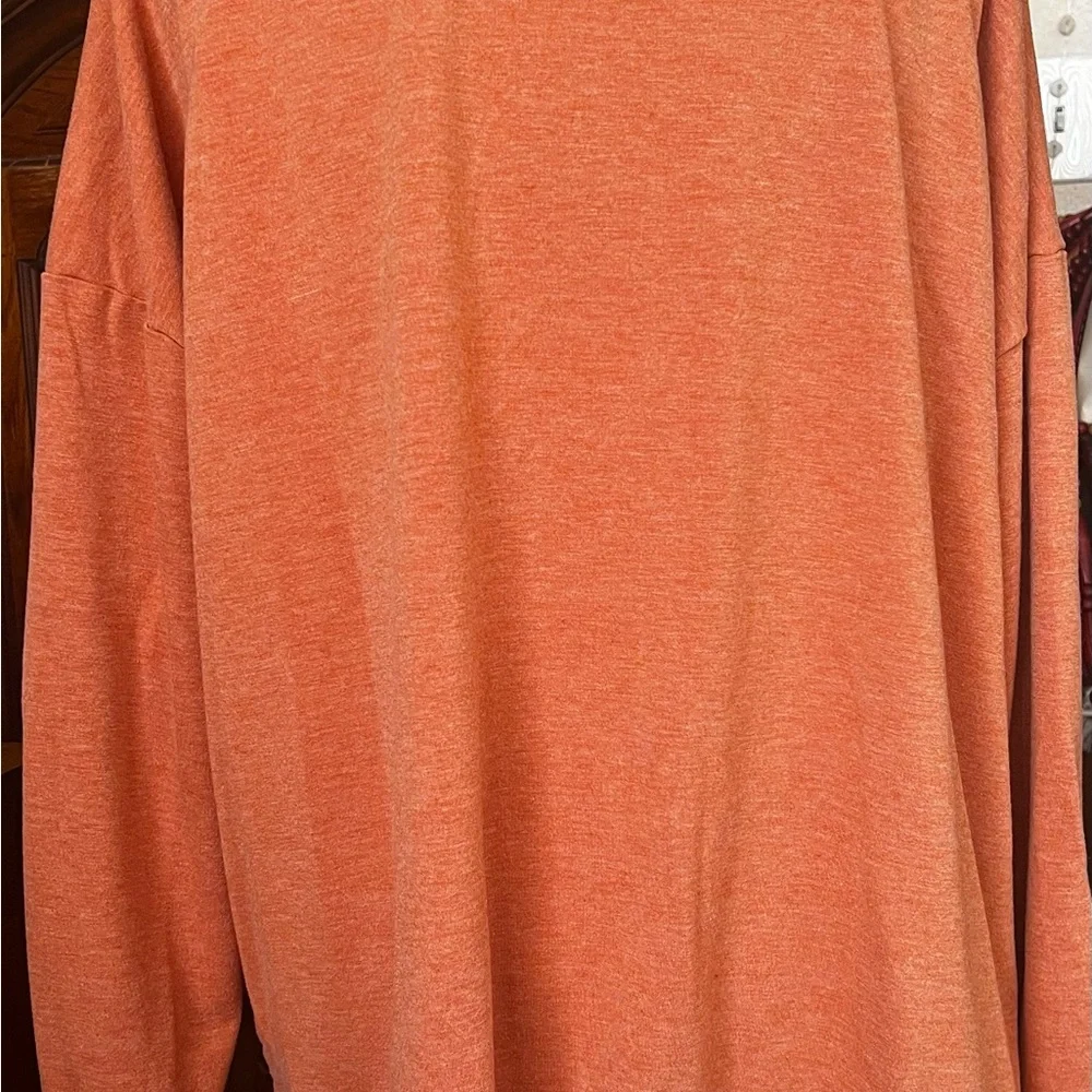 Women's Cozy Orange Crew Neck Sweater - Picture 4 of 7